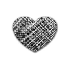 Grid Wire Mesh Stainless Rods Rods Raster Rubber Coaster (heart)  by Amaryn4rt