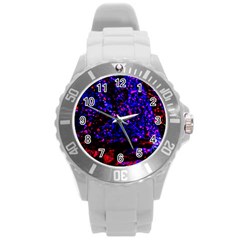 Grunge Abstract Round Plastic Sport Watch (l)