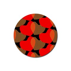 Heart Pattern Rubber Coaster (round)  by Amaryn4rt