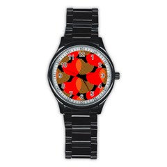 Heart Pattern Stainless Steel Round Watch by Amaryn4rt