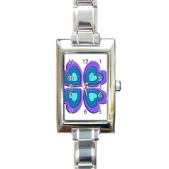 Light Blue Heart Images Rectangle Italian Charm Watch