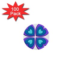 Light Blue Heart Images 1  Mini Buttons (100 Pack)  by Amaryn4rt