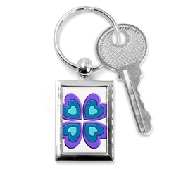 Light Blue Heart Images Key Chains (rectangle) 