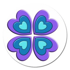 Light Blue Heart Images Magnet 5  (round)