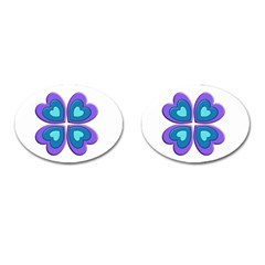 Light Blue Heart Images Cufflinks (oval)