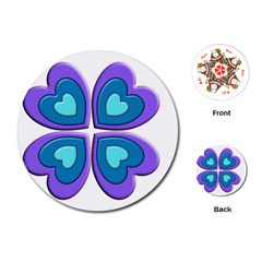 Light Blue Heart Images Playing Cards (round) 