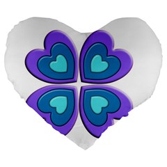 Light Blue Heart Images Large 19  Premium Flano Heart Shape Cushions