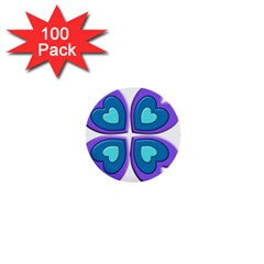 Light Blue Heart Images 1  Mini Buttons (100 Pack)  by Amaryn4rt