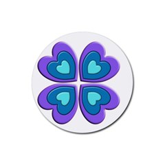 Light Blue Heart Images Rubber Round Coaster (4 Pack) 