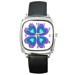 Light Blue Heart Images Square Metal Watch by Amaryn4rt