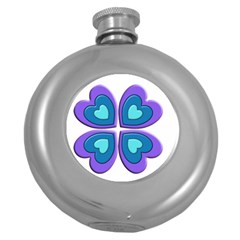 Light Blue Heart Images Round Hip Flask (5 Oz)