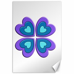 Light Blue Heart Images Canvas 12  X 18  