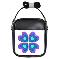 Light Blue Heart Images Girls Sling Bags