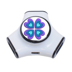 Light Blue Heart Images 3-port Usb Hub