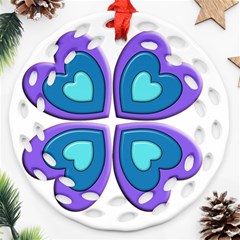 Light Blue Heart Images Ornament (round Filigree)