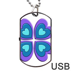 Light Blue Heart Images Dog Tag Usb Flash (two Sides)