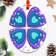 Light Blue Heart Images Ornament (oval Filigree)