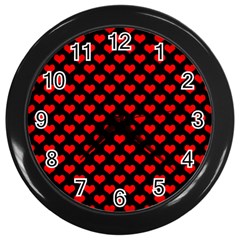 Love Pattern Hearts Background Wall Clocks (black) by Amaryn4rt