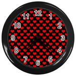 Love Pattern Hearts Background Wall Clocks (Black) Front