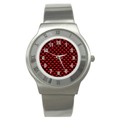 Love Pattern Hearts Background Stainless Steel Watch by Amaryn4rt