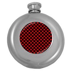 Love Pattern Hearts Background Round Hip Flask (5 Oz)