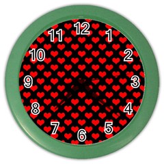 Love Pattern Hearts Background Color Wall Clocks by Amaryn4rt