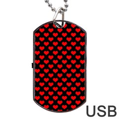 Love Pattern Hearts Background Dog Tag Usb Flash (two Sides) by Amaryn4rt