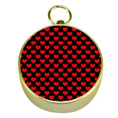 Love Pattern Hearts Background Gold Compasses