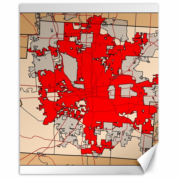 Map Of Franklin County Ohio Highlighting Columbus Canvas 11  x 14  