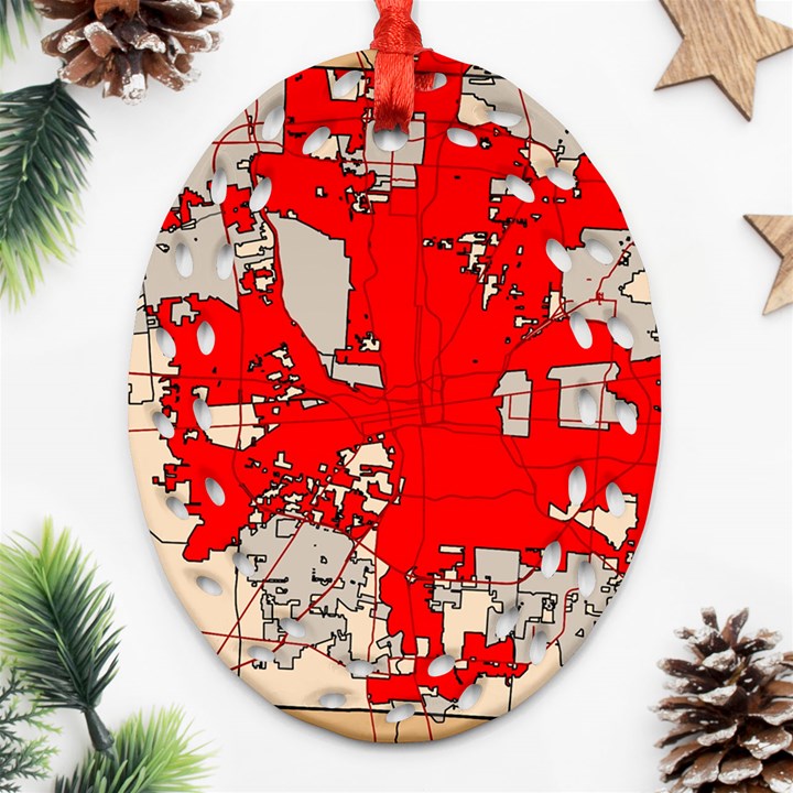 Map Of Franklin County Ohio Highlighting Columbus Oval Filigree Ornament (Two Sides)