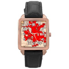 Map Of Franklin County Ohio Highlighting Columbus Rose Gold Leather Watch 