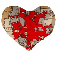 Map Of Franklin County Ohio Highlighting Columbus Large 19  Premium Flano Heart Shape Cushions by Amaryn4rt