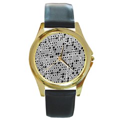 Metal Background Round Holes Round Gold Metal Watch