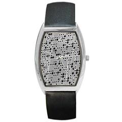 Metal Background Round Holes Barrel Style Metal Watch