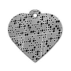 Metal Background Round Holes Dog Tag Heart (two Sides)