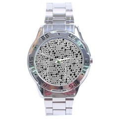 Metal Background Round Holes Stainless Steel Analogue Watch