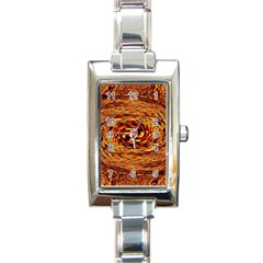 Orange Seamless Psychedelic Pattern Rectangle Italian Charm Watch by Amaryn4rt