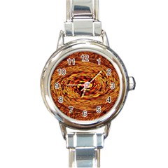 Orange Seamless Psychedelic Pattern Round Italian Charm Watch