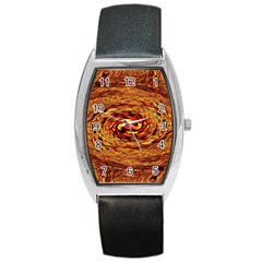 Orange Seamless Psychedelic Pattern Barrel Style Metal Watch