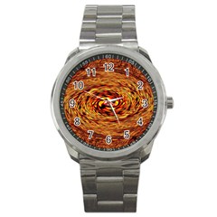 Orange Seamless Psychedelic Pattern Sport Metal Watch by Amaryn4rt