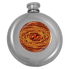 Orange Seamless Psychedelic Pattern Round Hip Flask (5 Oz)