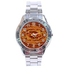 Orange Seamless Psychedelic Pattern Stainless Steel Analogue Watch by Amaryn4rt