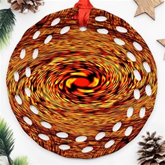 Orange Seamless Psychedelic Pattern Ornament (round Filigree)