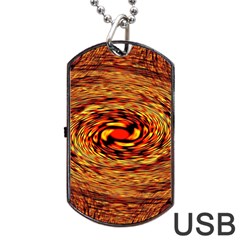 Orange Seamless Psychedelic Pattern Dog Tag Usb Flash (two Sides)