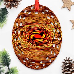 Orange Seamless Psychedelic Pattern Oval Filigree Ornament (two Sides)