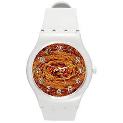 Orange Seamless Psychedelic Pattern Round Plastic Sport Watch (m)