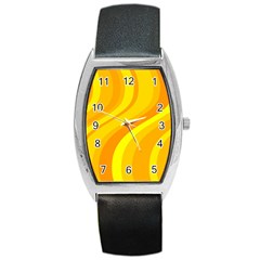 Orange Yellow Background Barrel Style Metal Watch by Amaryn4rt