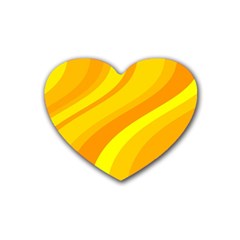 Orange Yellow Background Rubber Coaster (heart) 