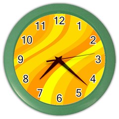 Orange Yellow Background Color Wall Clocks by Amaryn4rt