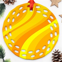 Orange Yellow Background Round Filigree Ornament (two Sides)